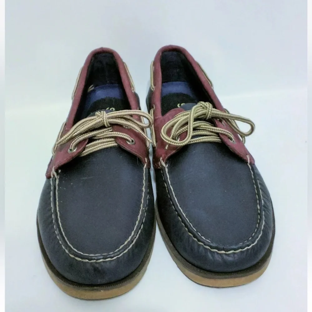 SPERRY Top-Sider Two Tone Red & Navy Blue Leather Boat Shoes